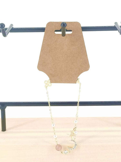 100 PCS Necklace Display Cards Holders Jewelry Bracelets Earrings Keychain Rings Hairbands Craft Projects Brown Kraft Paper Hang Tags Card 4.9 x 2 Inches