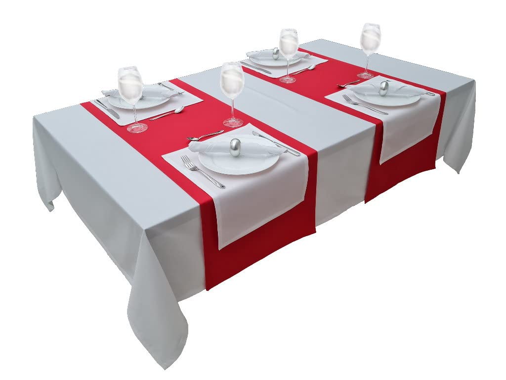 High-Quality Tablecloth, Table Linen Made from 100% Cotton, Concept Collection, Choice of Colours and Sizes (Tablecloth - 150 x 350 cm, White)