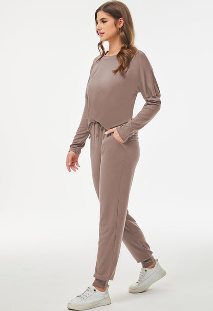 Fixmatti Women Casual 2 Piece Outfit Jogger Pant Set Sweatsuits Tracksuits Camel XL