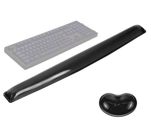 ABRONDA Gel Keyboard & Mouse Wrist Rest Set - Keyboard Wrist Rest Pad & Mouse Support for Office Gaming Pad Computer Laptop Ergonomic Comfortable Pain Relief- Pad Set (Black Pad Set)