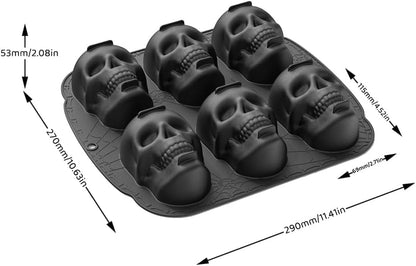 enttgo Skull Cake Pan, 6 Cavity Silicone Mold, Pirate Skull Molds For Baking, Halloween, Birthday Party
