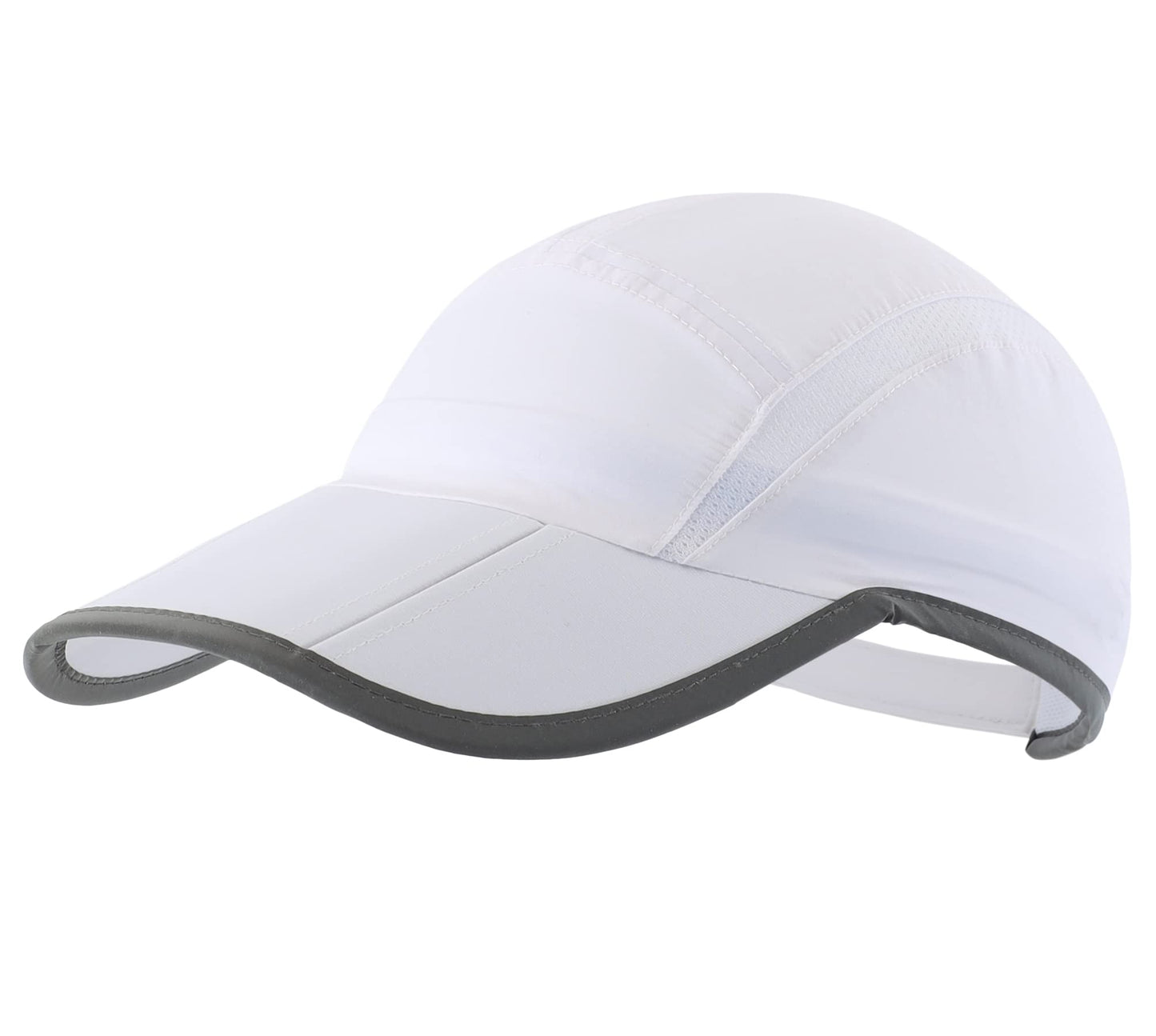 Connectyle Foldable Mesh Sports Cap with Reflective Stripe Breathable Sun Runner Cap (White)