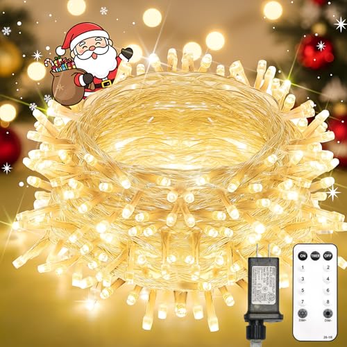 suddus Indoor Christmas Lights with Remote, Warm White String Lights Plug in with Timer, 33ft 100 LED Twinkle Fairy Lights for Bedroom Xmas Tree Wreath Garden Party Outdoor Thanksgiving Decorations
