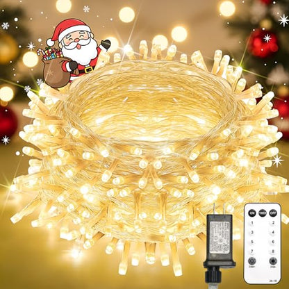 suddus Indoor Christmas Lights with Remote, Warm White String Lights Plug in with Timer, 33ft 100 LED Twinkle Fairy Lights for Bedroom Xmas Tree Wreath Garden Party Outdoor Thanksgiving Decorations