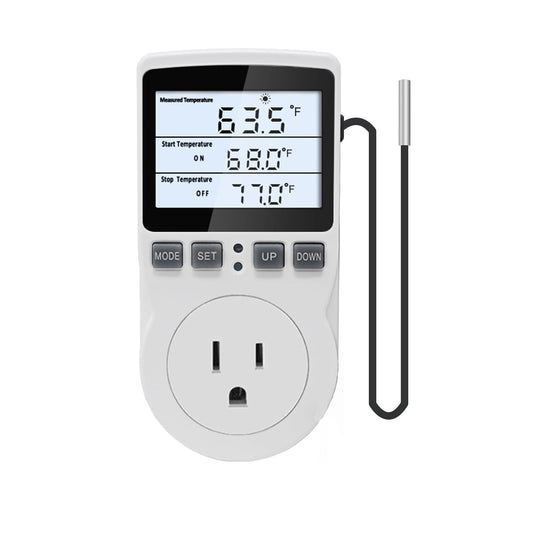 KETOTEK Digital Temperature Controller Thermostat Outlet Plug 120V with LCD Backlight, Heating Cooling Temperature Controlled Outlet 110V 15A with 3m Sensor