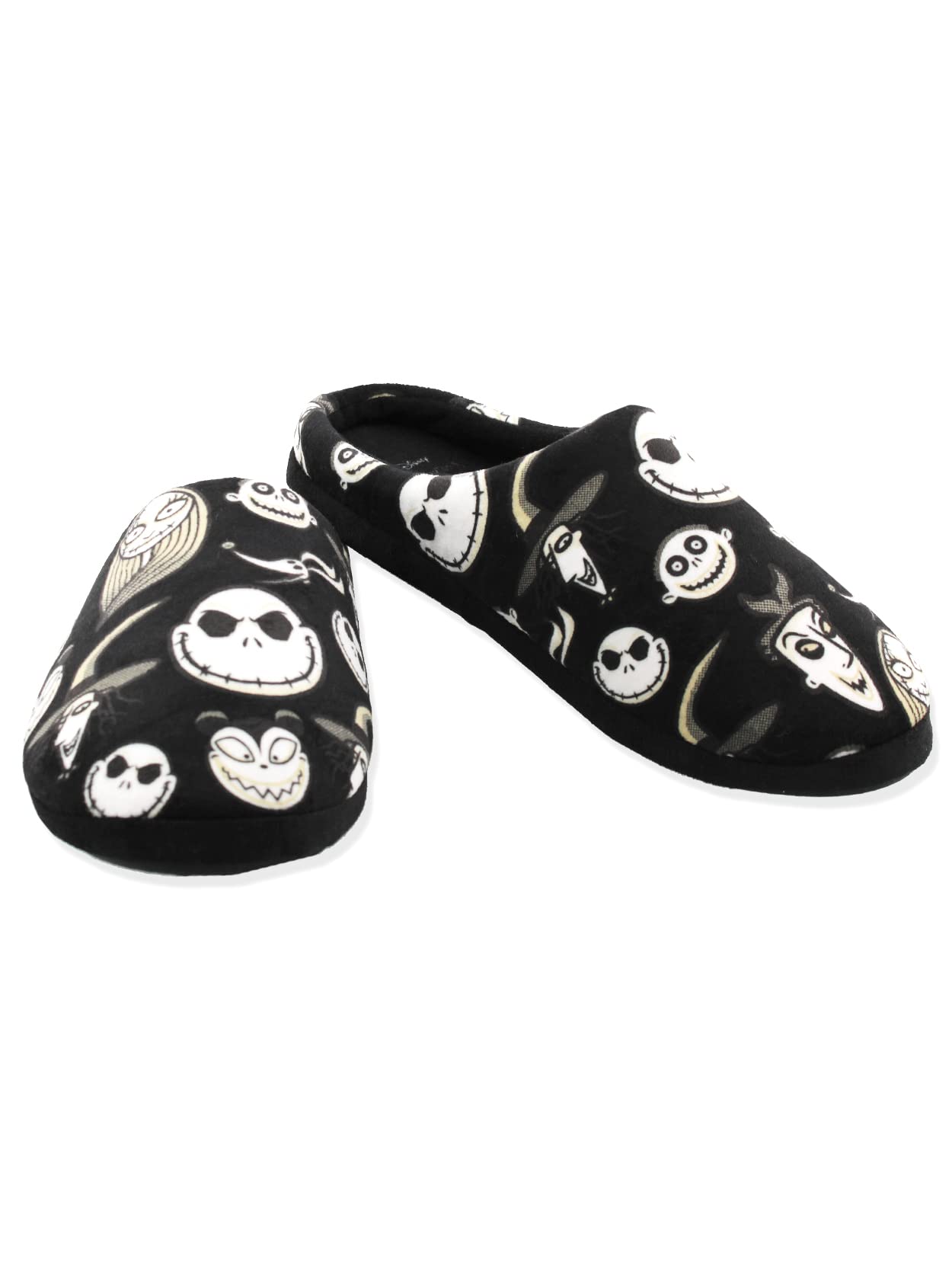 Disney The Nightmare Before Christmas Jack Sally Adult Women's Scuff Slide On Slippers (Small, Black)