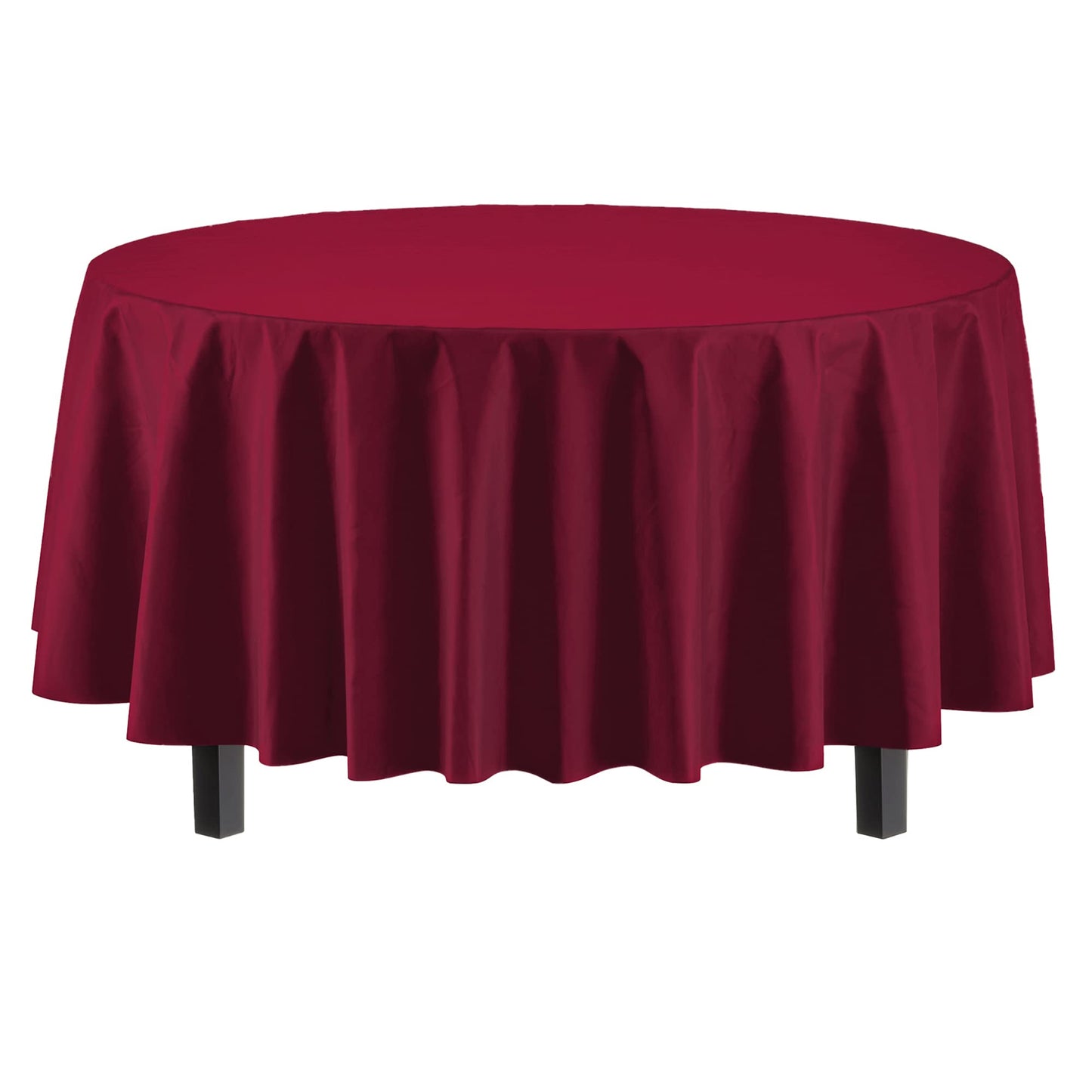 Exquisite 12-Pack Premium Plastic 84-Inch Round Tablecloth, Burgundy