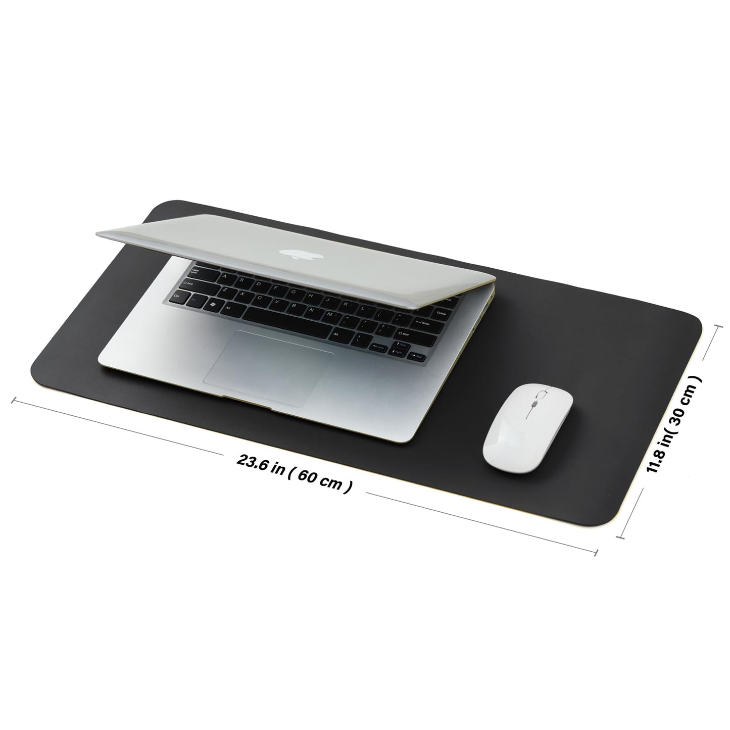 Compact Leather Desk Mat - Small Non-Slip PU Desk Pad for Office and Home - Desk Organization and Accessories - Ideal for Large Mouse Pad and Small Desk Mats on Top of Desks (Black,23.6"x 11.8")