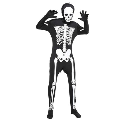 EraSpooky Halloween Men Skeleton Jumpsuit Costume Luminous Skull Skin Full Body Tights Suit (XX-Large)