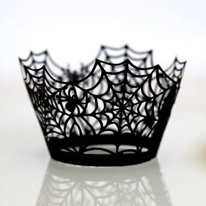 Cupcake Wrappers, Giveme5 Pack of 50 Halloween Party Spiderweb Laser Cut Paper Cupcake Wrappers Wraps Liners Black (50 Pack)
