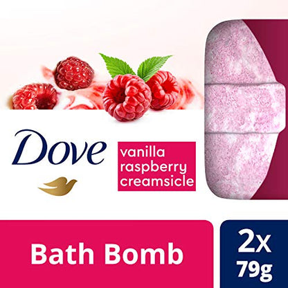 Dove Milk Swirls Vanilla Raspberry Creamsicle Bath Bombs 2.8 oz (Twin Pack)
