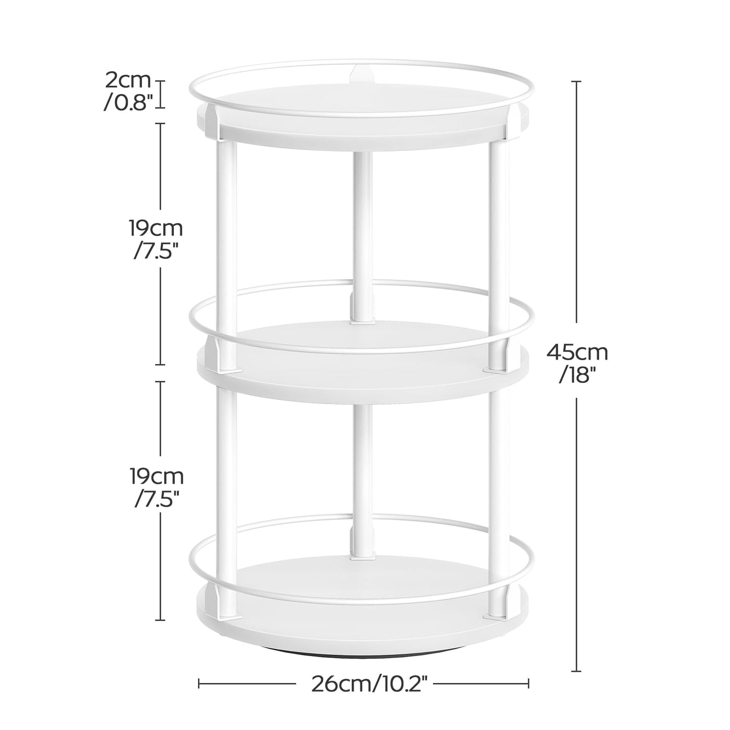 3-Tier Lazy Susan Organizer, Rotating Spice Rack, Spinning Organizer, Industrial Turntable Spice Rack Organizer for Cabinet, Kitchen Countertop, Pantry, Rustic Brown and Black SR23BR