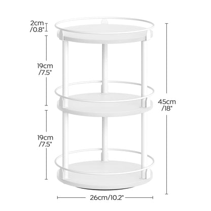 3-Tier Lazy Susan Organizer, Rotating Spice Rack, Spinning Organizer, Industrial Turntable Spice Rack Organizer for Cabinet, Kitchen Countertop, Pantry, Rustic Brown and Black SR23BR