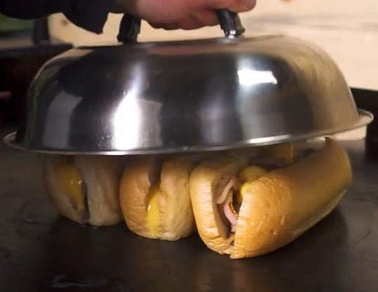 12 Inch Heavy Duty Cheese Melting Dome Wok Lids - Stainless Steel Griddle Grill Accessories - Durable Round Basting, Steaming Cover - Heat Resistant Handle for Flat Top Griddle Grill- 2 Domes