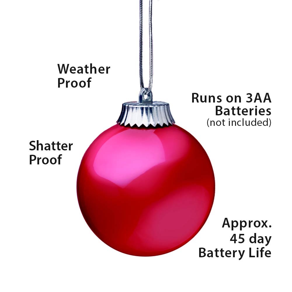 Xodus Innovations WP580-3 Outdoor LED Ornament, Battery Powered Pulsing Globe Sphere Lights with Dusk Sensor (Pack of 3) (Red)