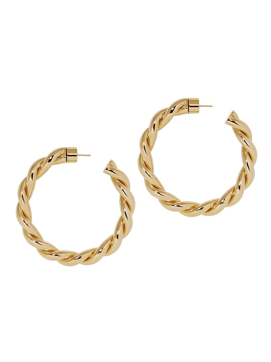 Jennifer Fisher, Twisted Lilly 10K Gold-Plated Huggie Earrings, Gold, Huggie