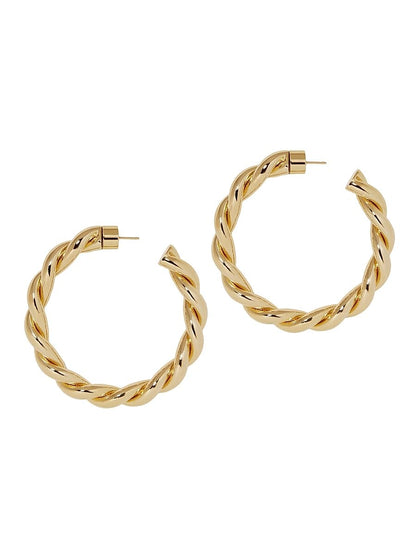 Jennifer Fisher, Twisted Lilly 10K Gold-Plated Huggie Earrings, Gold, Huggie