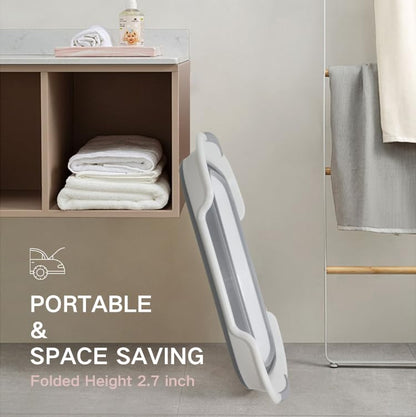 CYANOE Collapsible Pet Bathtub with Water Drain Plug, Foldable Bathtub for Puppy Small Dogs Cats, Portable & Space Saving Design, BPA Free, Grey