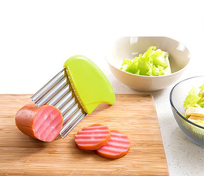 Crinkle Cutter Stainless Steel Potato Carrot Chip Vegetable Crinkle Wavy Chopper Cutter French Fry Slicer