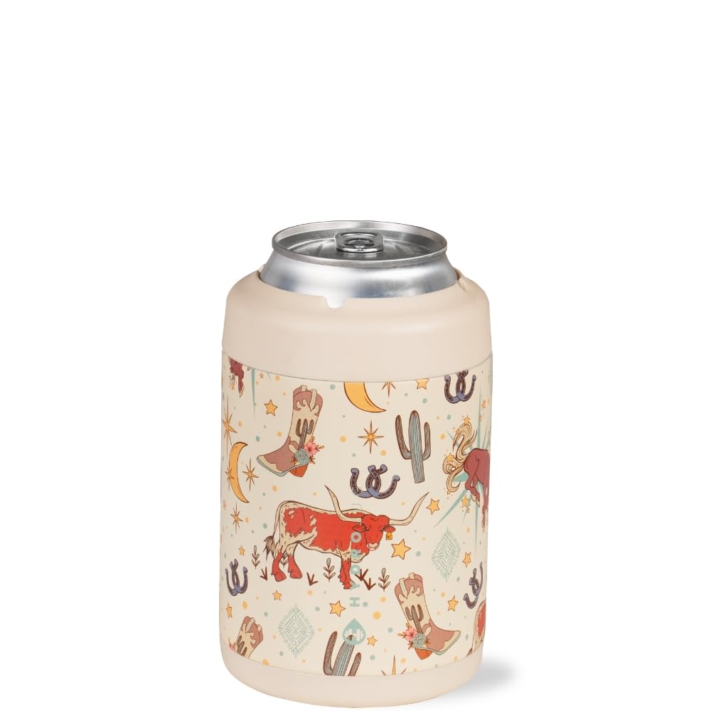 HydroJug Standard Can Cooler - 2-in-1 Insulated Can Cooler Cup - Stainless Steel Can Holder with Non-Slip Rubber Base - Screw-Top Lid - Dishwasher Safe - 12oz, Rodeo