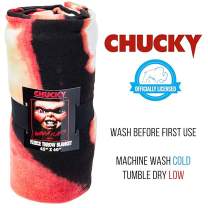 Silver Buffalo Chucky Wanna Play 45" x 60" Fleece Throw, Soft and Cozy Blanket, 180 GSM