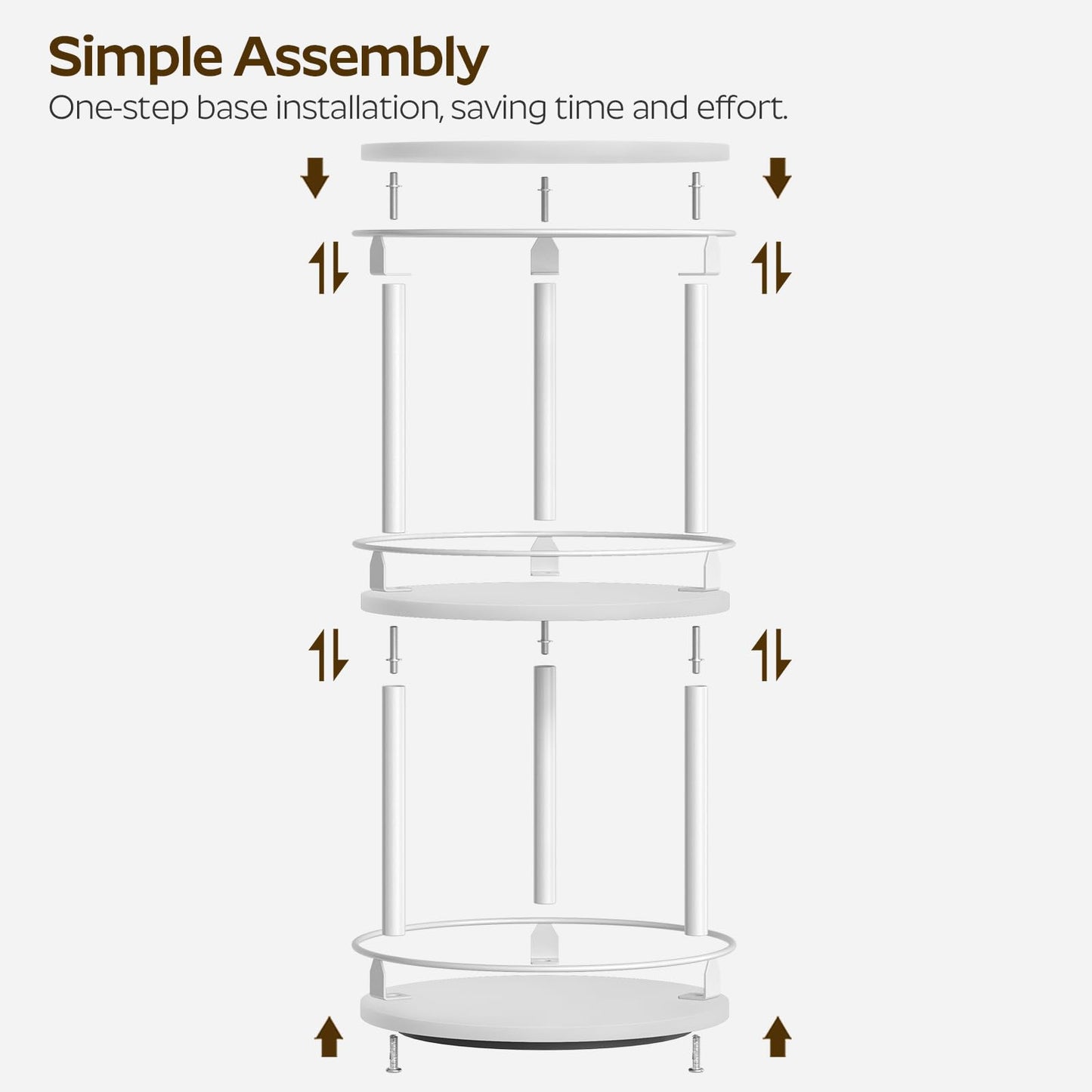 3-Tier Lazy Susan Organizer, Rotating Spice Rack, Spinning Organizer, Industrial Turntable Spice Rack Organizer for Cabinet, Kitchen Countertop, Pantry, Rustic Brown and Black SR23BR