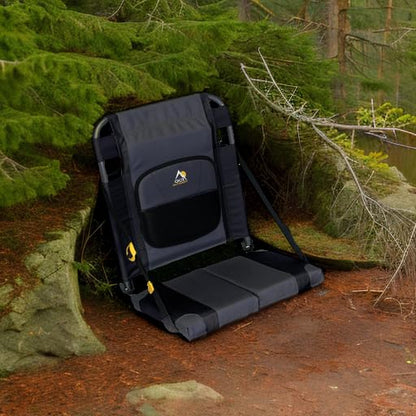 GCI Outdoor SitBacker Canoe Seat | Portable, Folding Chair with Adjustable Back Support — Black