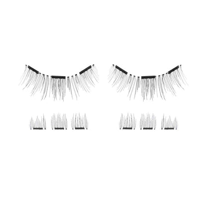 Lash'd Up Magnetic Eyelashes Without Eyeliner 3 Magnets (Can also be worn as Dual Magnets) Full Eye Snap-on Set Soft Faux Silk Vegan (Very Natural)