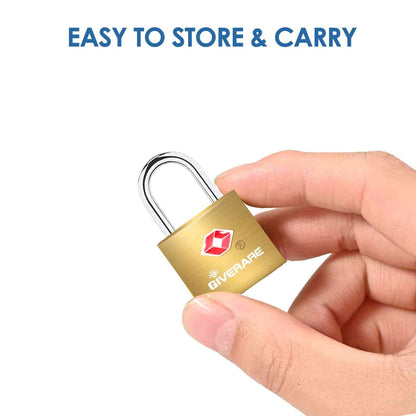 4 Pack TSA Approved Travel Luggage Locks with Keys, Solid Brass Copper Keyed Padlock, Small Locks for Suitcase, Backpack, Gym Locker, Jewelry Box, Gold-by GIVERARE