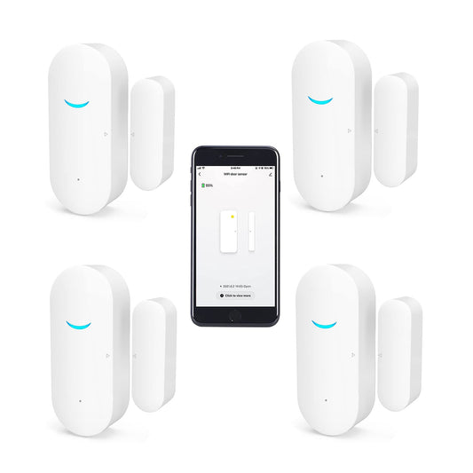 4 Pack WiFi Wireless Door Window Sensor,TUYA Smart Alarm with Free Notification APP Control Home Security Alarm System, Compatible with Alexa, Google Home, Siri