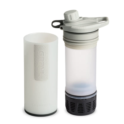 GRAYL GeoPress 24 oz Water Purifier Bottle - Filter for Hiking, Camping, Survival, Travel (Peak White)