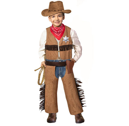 Cowboy Costume for Boys 7pcs Set Kids Dress Up Birthday Party Halloween Cosplay 8-10 Years