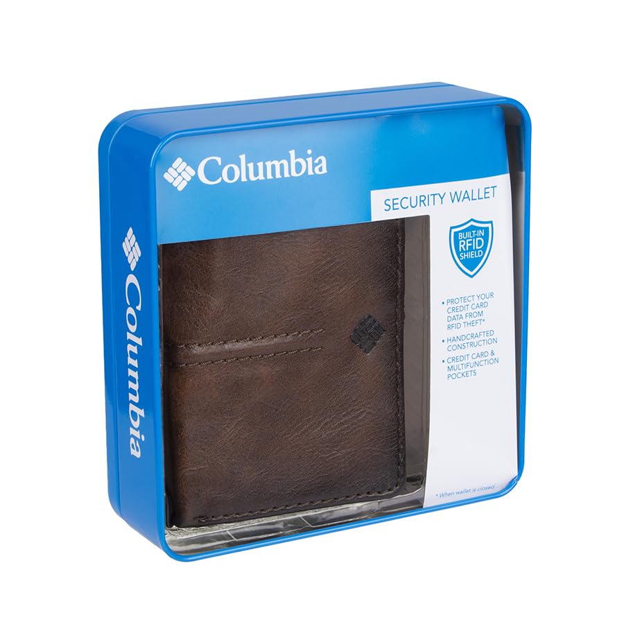 Columbia Men's RFID Blocking Security Trifold Wallet Accessory, -brown emboss, One Size