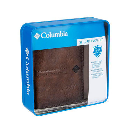 Columbia Men's RFID Blocking Security Trifold Wallet Accessory, -brown emboss, One Size