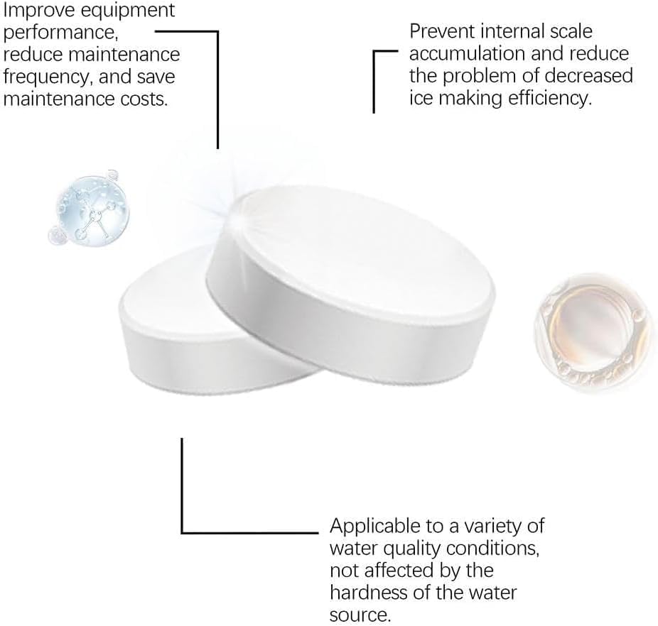 Ice Machine Cleaner Maker Descaler - 24 Clean Tablets- Bulk 1 Year Supply, Compatible with Opal,Frigidaire, Nickel Safe Scale Remover for Countertop, Nugget Ice Makers