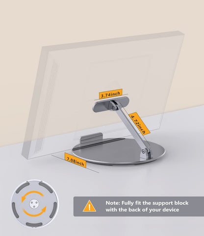 Laivli Stand Compatible with Echo Show 15/21, Adjustable Foldable with 360 Degree Rotatable Base, Easy Switch Device in Portrait and Landscape Orientations(Silver)