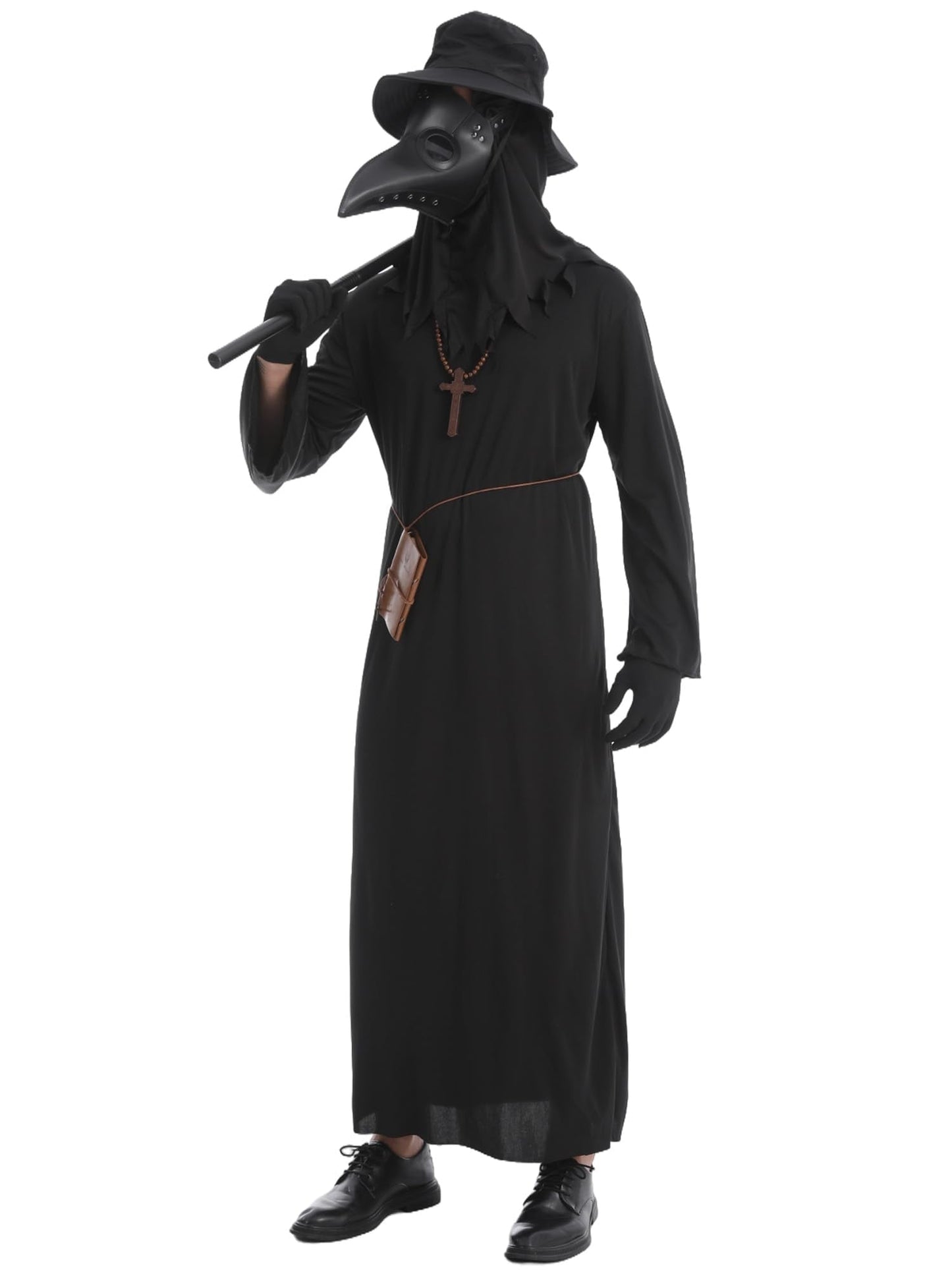 HAOSUN Plague Doctor Costume Set 8 in 1 Halloween Costumes Plague Doctor Mask Outfit for Men Adults (L size)