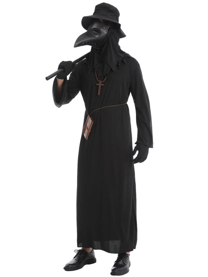 HAOSUN Plague Doctor Costume Set 8 in 1 Halloween Costumes Plague Doctor Mask Outfit for Men Adults (L size)