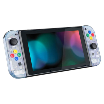 eXtremeRate DIY Replacement Shell Buttons for Nintendo Switch, Back Plate for Switch Console, Housing with Colorful Buttons for Joycon Handheld Controller - Clear Atomic Purple [No Electronics Parts]