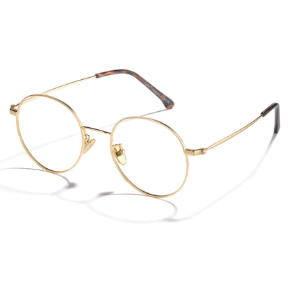 Cyxus Blue Light Glasses for Women Round Wire Frame Computer Glasses for Men UV Blocking Filter Clear Lens Metal Eyewear Ultralight Relieve Digital Screen Eye Strain, Headache