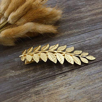 Gold Toga Party Greek Goddess Costume Gold Leaves Hair Barrettes (Halloween Gold Leaf Hair Clips)