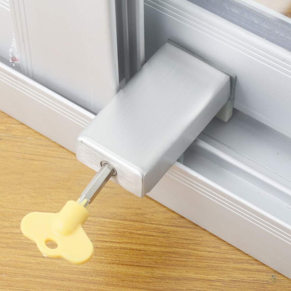 1PCS Door Window Lock Stopper Adjustable Thick Sliding Safety Anti Theft Children Security LockChild Plastic Steel Aluminium Free Rails Limit Window Door Anti Slip