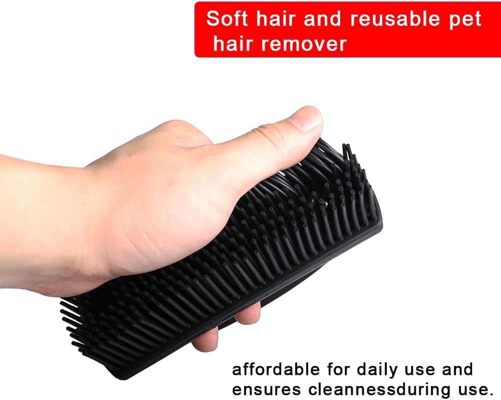 Godiyyer Rubber Pet Hair Removal Brush Lint & Hair Removal Cat Dog Hair Remover Brush Pet Hair Removal Tool Silicone Lint and Debris Remover for Cleaning,Grooming,Lint and Fur Removal,Home (Red&Black)