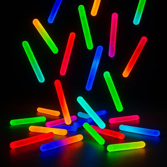 GiftExpress 100 Pcs Mini Glow Sticks Assorted Colors, Bulk Mini Glow in The Dark Sticks for Easter Eggs Filler, Easter Basket Stuffers, Easter Night Egg Hunts, Fishing Floats, Halloween Glow Party