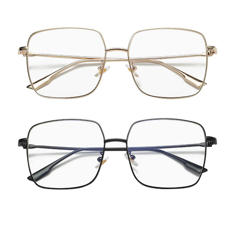 Dollger Blue Light Blocking Glasses women Anti Glare UV Filter Computer Gaming Glasses Retro matal square Eyeglasses Frame BLACK And Gold