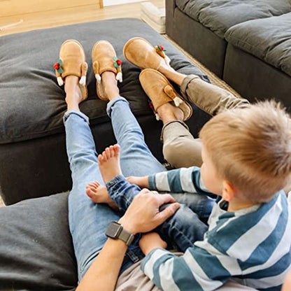 Dearfoams Unisex Women's Funny Ugly Christmas Sweater Reindeer Holiday Scuff Slipper, Men's Turkey, Large