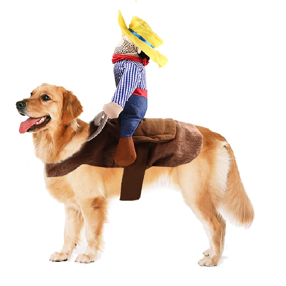 Halloween Cowboy Dog Cat Costume Clothes Novelty Funny Pets Party Cosplay Apparel Dog Riders Clothing (X-Large)