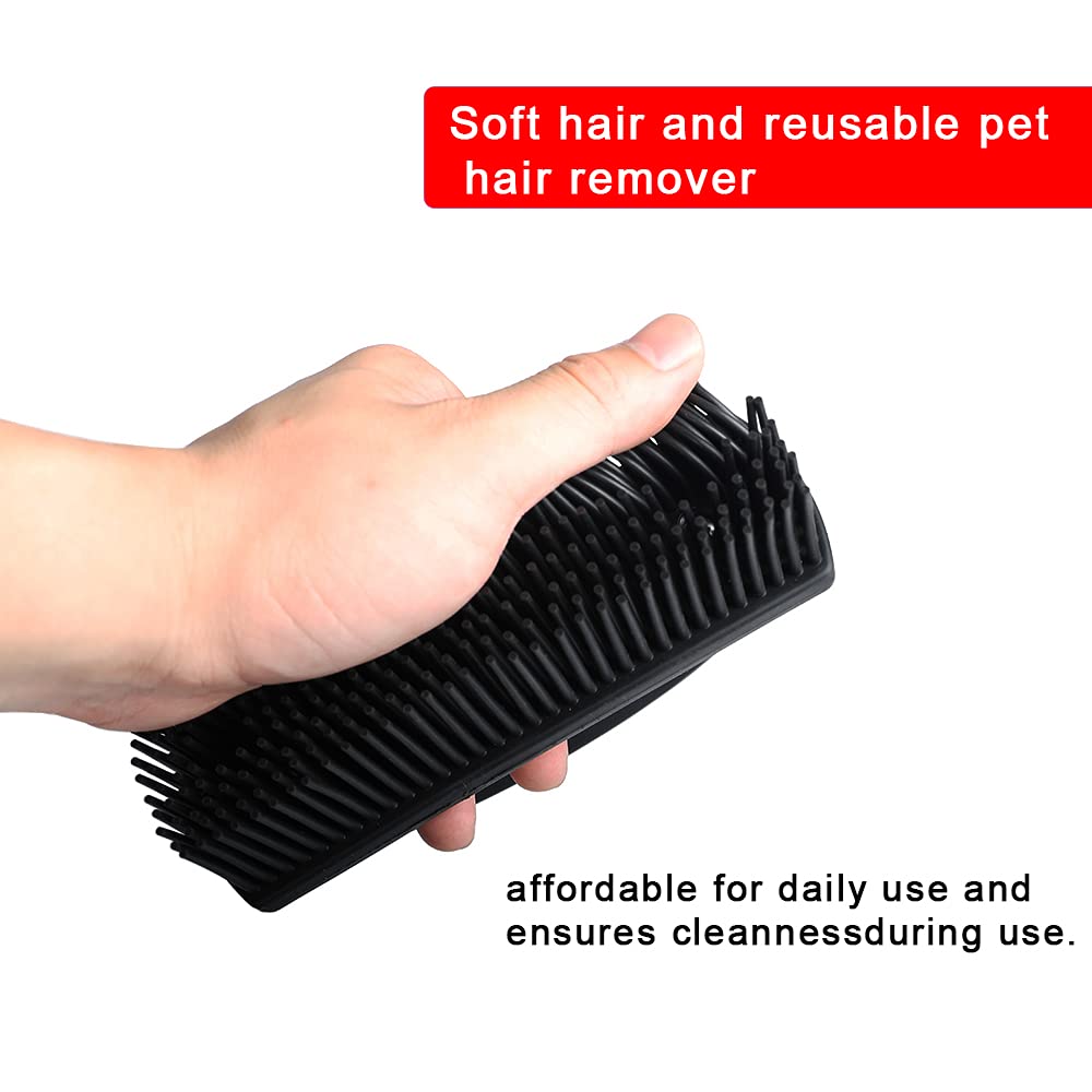 Godiyyer Rubber Pet Hair Removal Brush Lint & Cat Dog Hair Remover Brush Pet Silicone Lint and Debris Remover for Cleaning, Grooming, Home,Black
