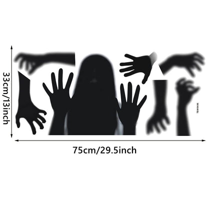 Halloween Wall Sticker Horrible Halloween Female Ghost Hand Wall Decal Removable Shadowy Figure Glass Window Wall Stickers Decor for Party Decoration Festive Atmosphere