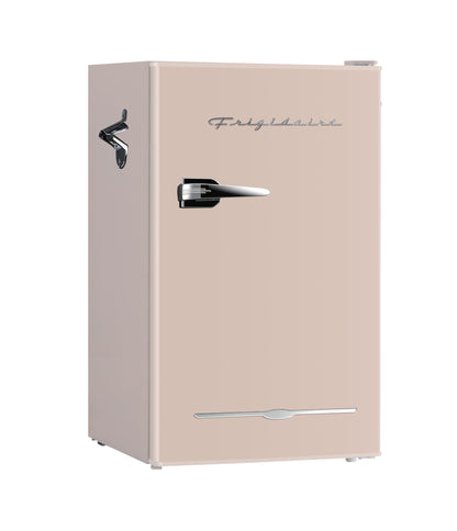 Frigidaire Retro Compact Fridge with Chiller, 3.2 cu ft Countertop Fridge with Built-In Bottle Opener, Compact Refrigerator for Office, Bedroom, Dorm Room or Cabin - 16.5" D x 19" W x 31" H (Coral)